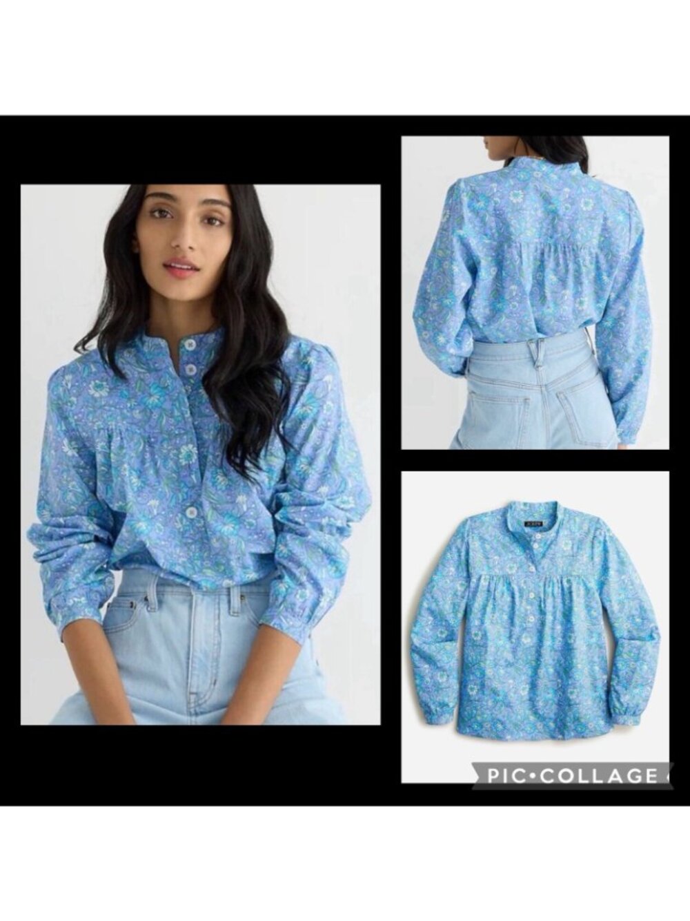 J.Crew Fresco Top In Floral Cotton Poplin Womens S Cottagecore Prairie Peasant - Picture 1 of 12